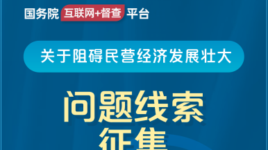 被男人大鸡吧操视频国务院“互联网+督查”平台公开征集阻碍民营经济发展壮大问题线索